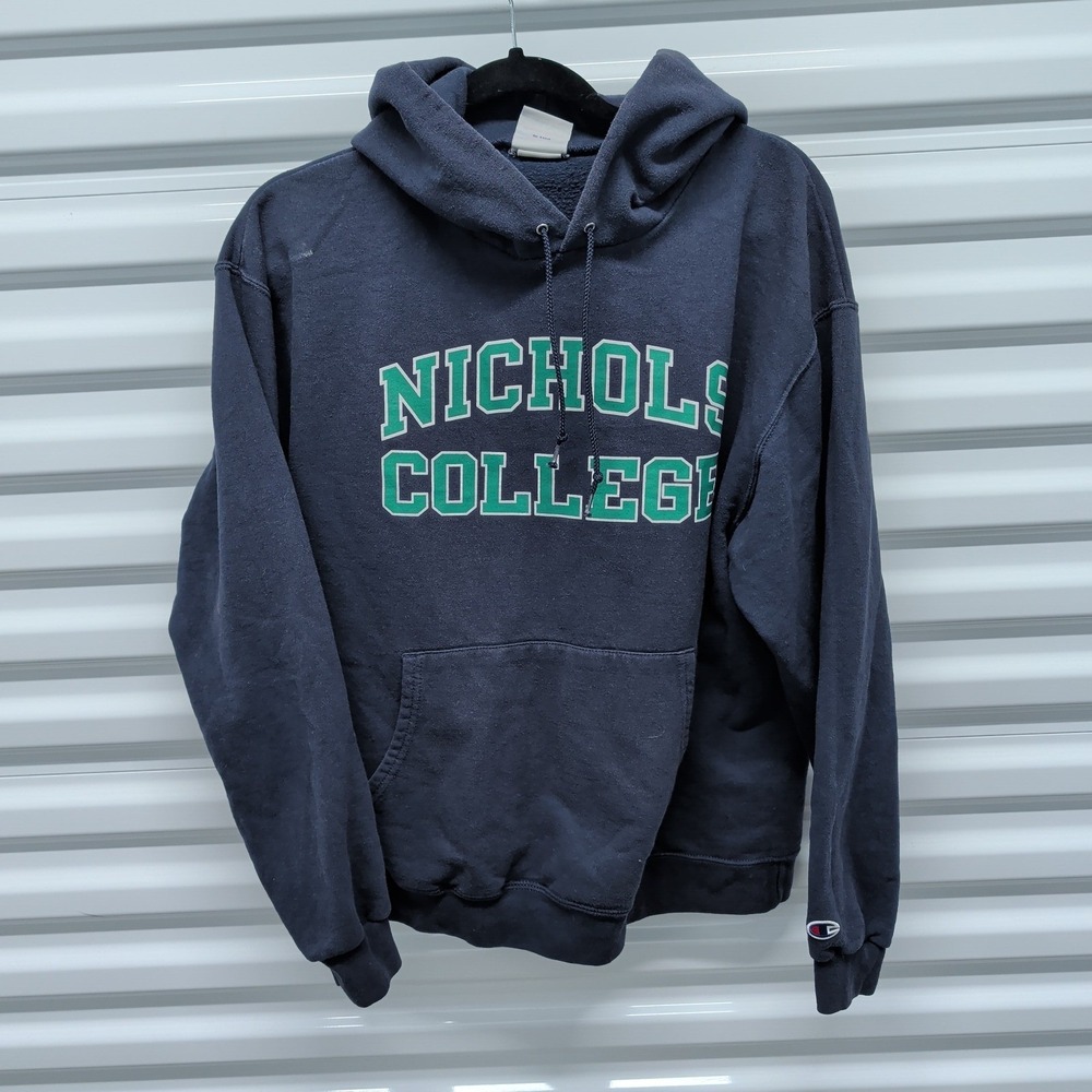 Champion Nichols College Hoodie Size L Mens Navy Blue Authentic Athletic Apparel — photo 2